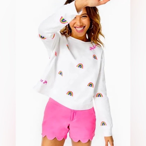 Lilly Pulitzer Tops - Lily Pulitzer Sheridan Rainbow Sweatshirt 100% Cotton size XXS